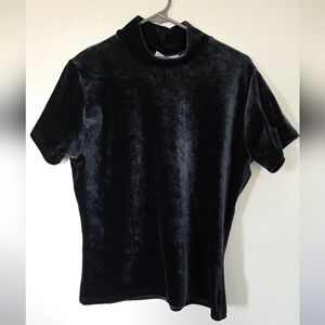 Sostanza Black Velvet Mock Neck Top Size Large